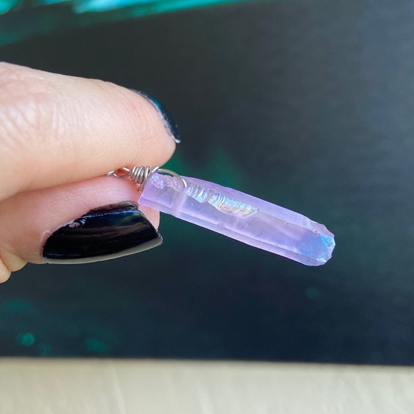 Lariat Y necklace celtic knot purple aura crystal - Picture 7 of 12